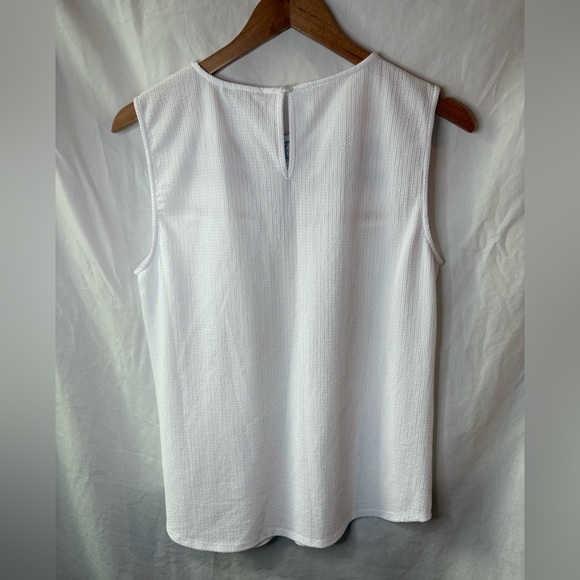 Adrianna Papell White and Blue Embroidered Tank - Picture 4 of 5